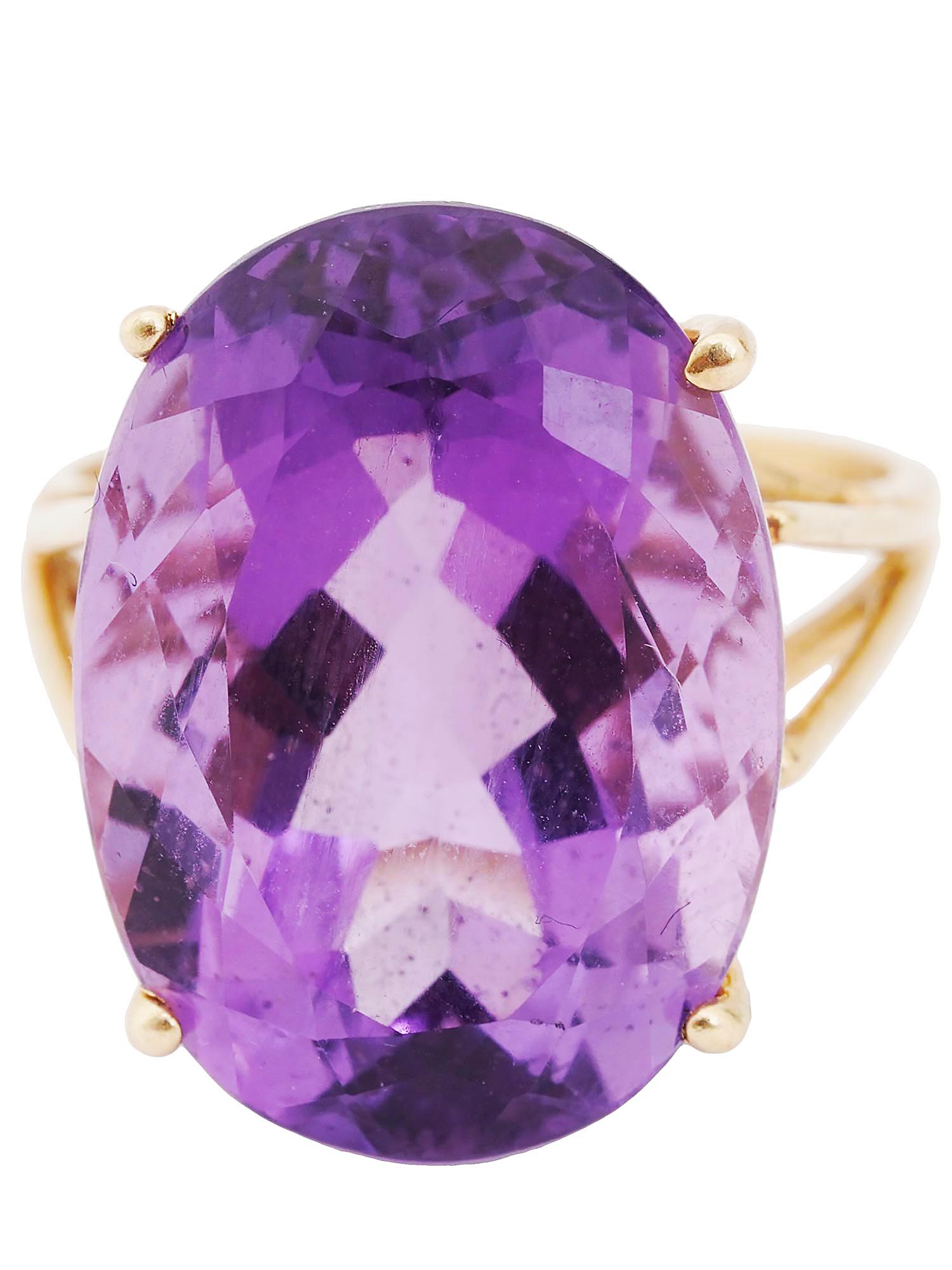 10K GOLD AND AMETHYST STATEMENT COCKTAIL RING PIC-0